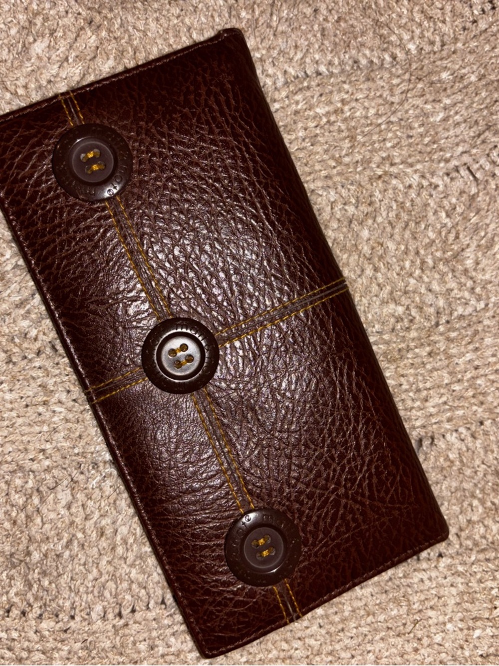Matt & Nat Brown Vegan Leather Long Wallet Trifold Button Accents
